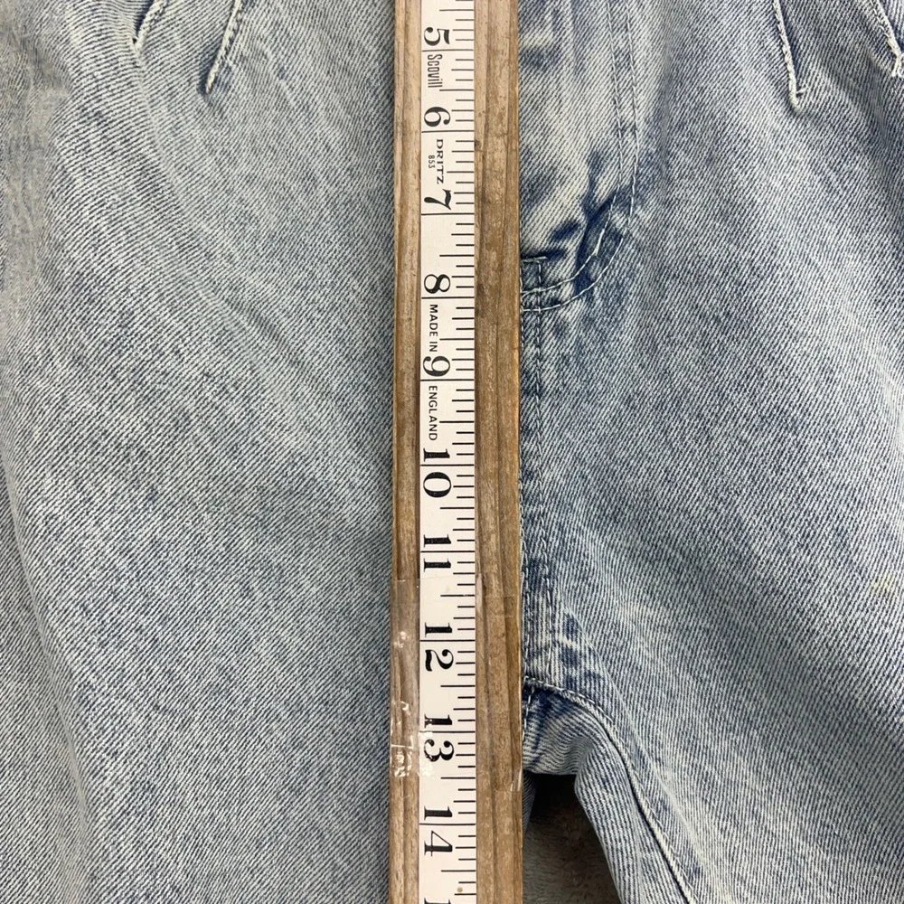 Thinner Light‎ Wash Acid Denim High Waisted Pleated Mom Jeans with Belt Size 11